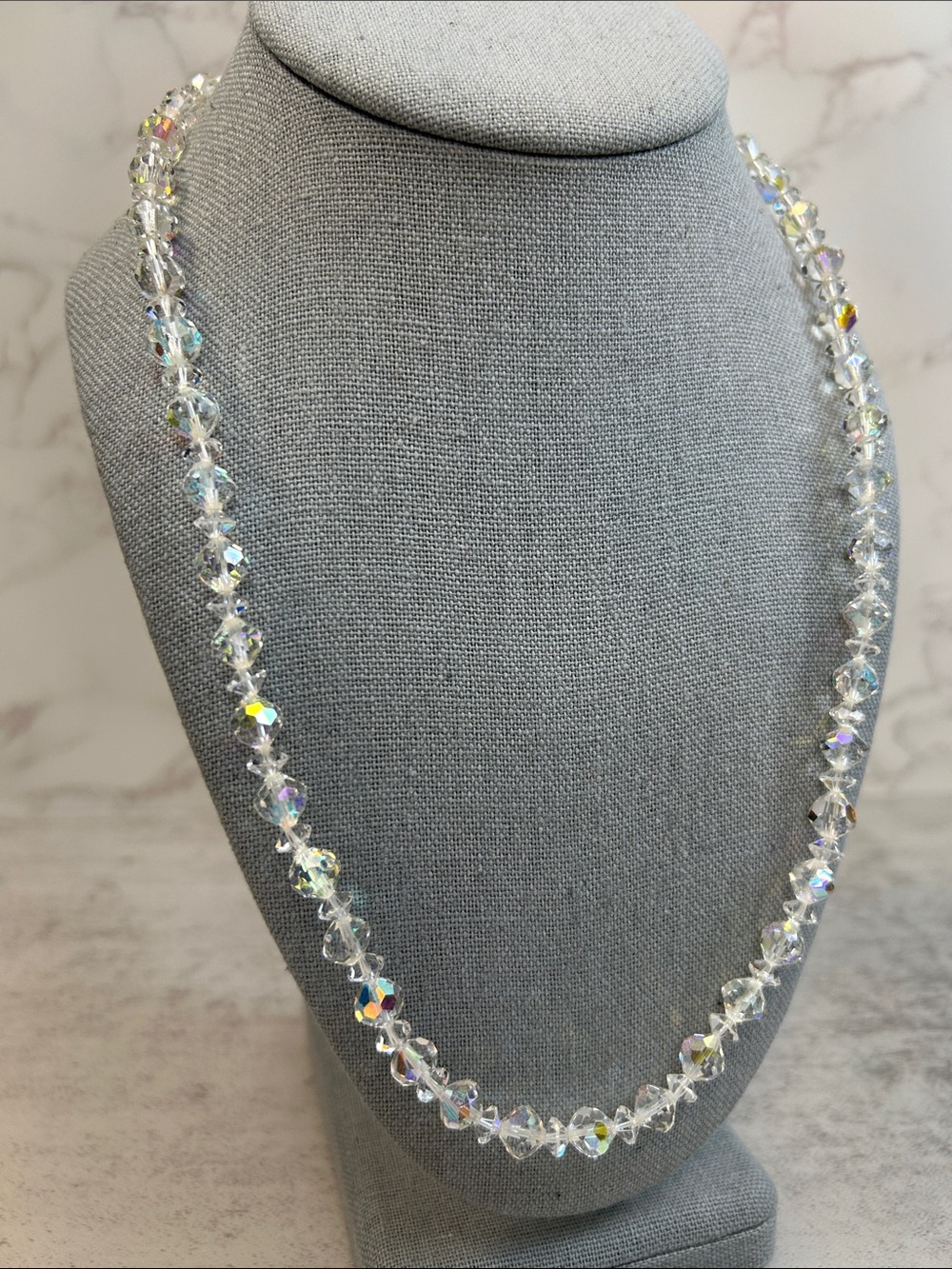 Vintage Aurora Borealis Crystal Bead Necklace - Picture 5 of 7